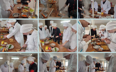 Виробниче навчання в лабораторії кухарів група IІ курсу 34-к за професією «Кухар; Кондитер», Тема заняття: «Приготування страв з морепродуктів, салат-коктейль з креветок».